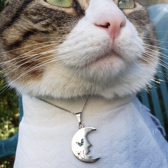 Vintage Signed Silver Taxco Designer Moon Pendant - Picture 6 of 8